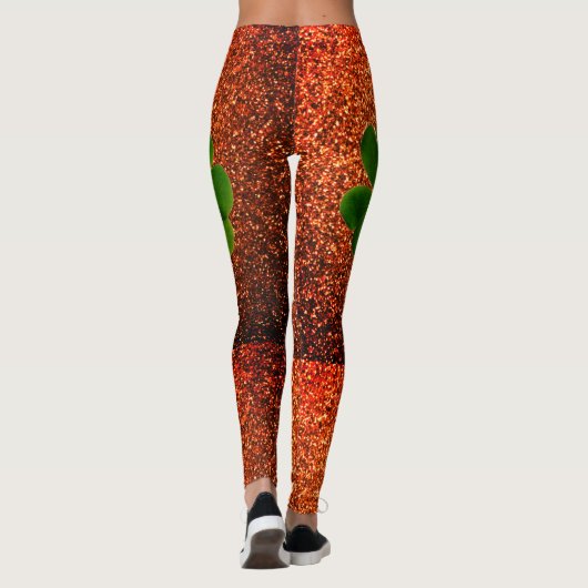 St Patrick's Day Irish Shamrock Gold Glitter Green Leggings (Achterkant)