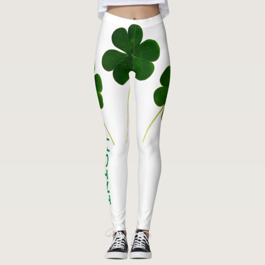 St Patrick's Day Irish Shamrock Green Text 2020 Leggings (Voorkant)
