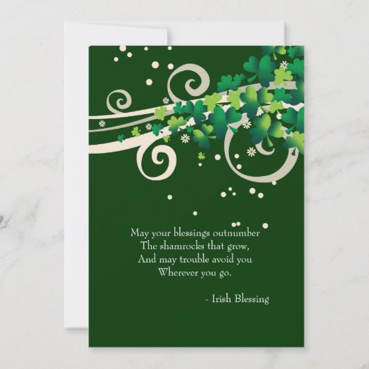 St. Patricks Day Irish Shamrock Party Invitation Kaart (Achterkant)