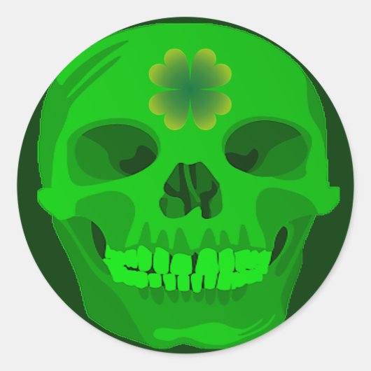 St Patrick's Day Irish Shamrock Skull Ronde Sticker (Voorkant)