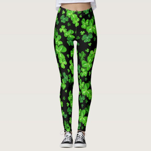 St. Patrick's Day Irish Shamrocks Pattern Leggings (Voorkant)