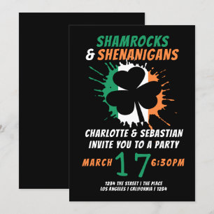 St Patricks Day Irish Shamrocks Shenanigans Party Kaart