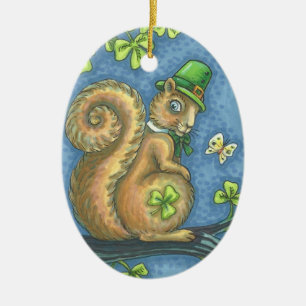 St. Patrick's Day IRISH SQUIRREL ORNAMENT Oval