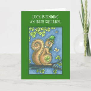 ST. PATRICKS DAY IRISH SQUIRREL WENSKAART Vers Kaart