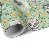 St Patrick's Day Irish Sugar Skull Custom Cadeaupapier (Rol Hoek)