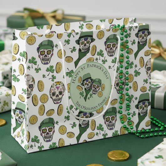 St Patrick's Day Irish Sugar Skull Custom Groot Cadeauzakje