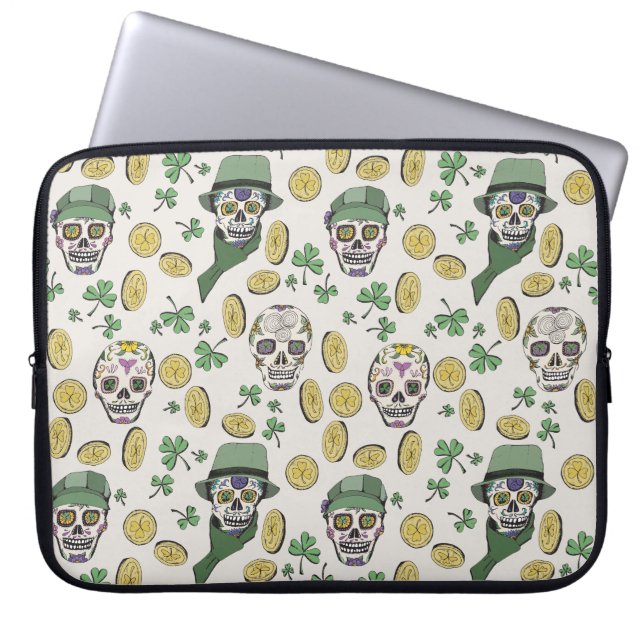 St Patrick's Day Irish Sugar Skull Custom Laptop Sleeve (Voorkant)