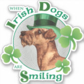 St. Patrick's Day Irish Terrier Vinyl Sticker (Voorkant)