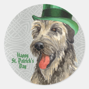 St. Patrick's Day Irish Wolfhound Classic Round St Ronde Sticker