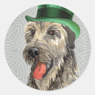 St. Patrick's Day Irish Wolfhound Ronde Sticker