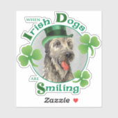 St. Patrick's Day Irish Wolfhound Vinyl Sticker (Vel)