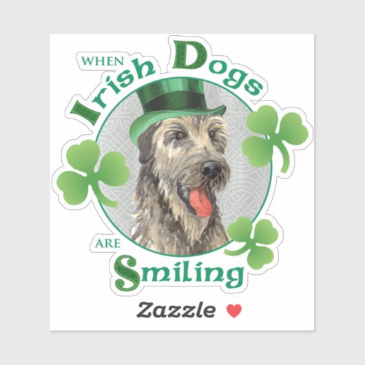 St. Patrick's Day Irish Wolfhound Vinyl Sticker (Vel)