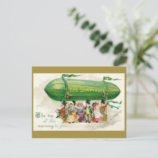 St. Patricks Day Irish Zeppelin Airship Briefkaart (Staand voorkant)