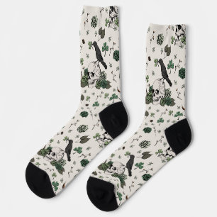 St Patrick's Day Ivoren Gothic Floral Skulls & Roz Sokken