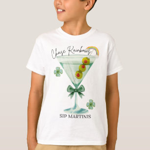 St Patricks Day Jagen Regenbogen Martini's Drinken T-shirt