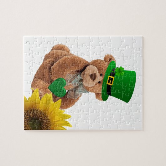 St. Patrick's Day Jigzaag Puzzle Teddy Bear Legpuzzel (Horizontaal)