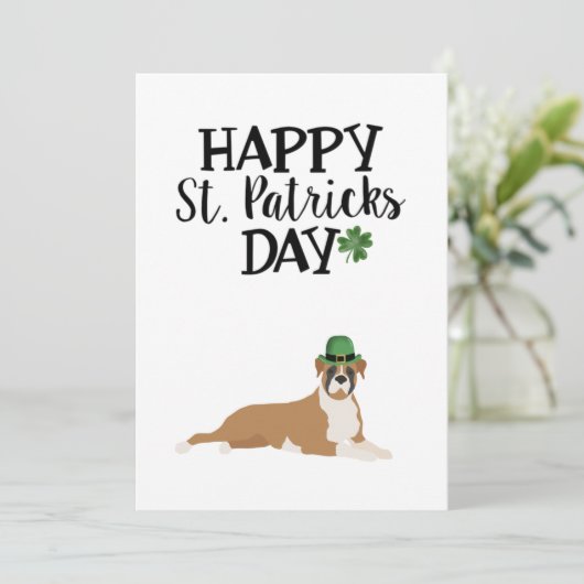 St. Patrick's Day kaart 5 x 7 Boxer hond (Staand voorkant)