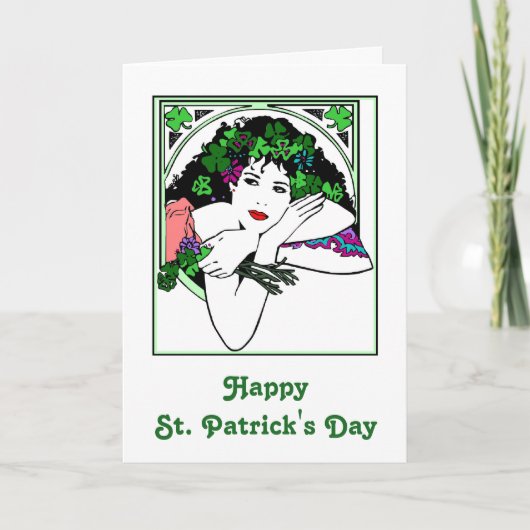 St. Patrick's Day Kaart met dame (Voorkant)