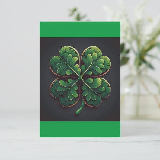 St. Patrick's Day Kaart met een klavertje vier (Staand voorkant)