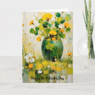 St. Patrick's Day kaart met groene vaas