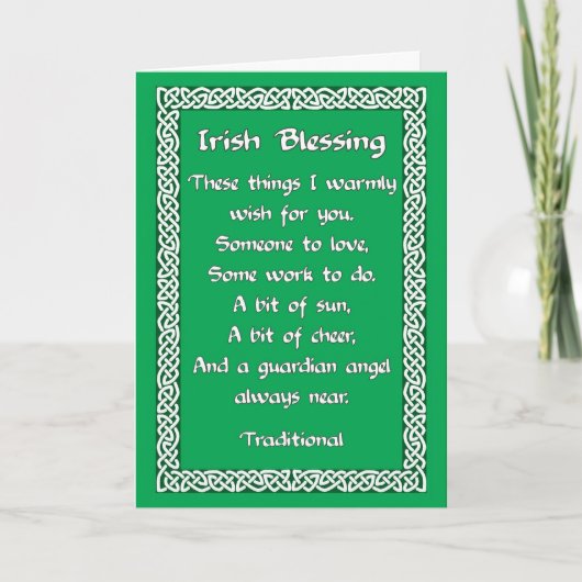 St Patrick's Day Kaart met Ierse zegen op groen (Voorkant)