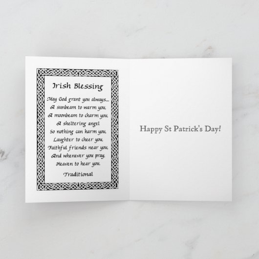 St Patrick's Day Kaart met Ierse zegen op groen (Binnen)
