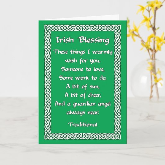 St Patrick's Day Kaart met Ierse zegen op groen (Gele Bloem)