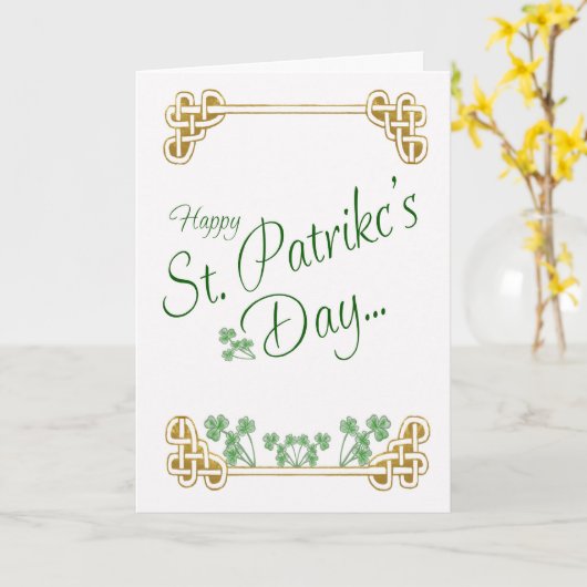 St Patrick's Day Kaart met Shamrock Keltische knoo (Gele Bloem)