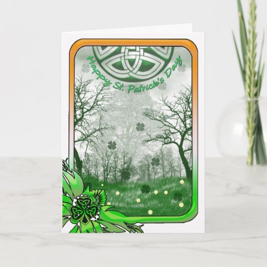 St Patrick's Day Kaart met Shamrock, landschap (Voorkant)