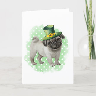 St Patricks Day Kaart Pug Dog Leprechaun