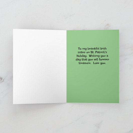 St Patricks Day Kaart voor je zuster Shamrocks (Binnen)