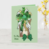 St Patricks Day Kaart voor je zuster Shamrocks (Gele Bloem)