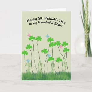 St. Patrick's Day Kaart voor zuster met Shamrocks