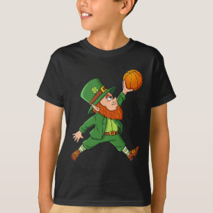 St Patricks Day Kabouter Basketbal Geluks Jongens T-shirt
