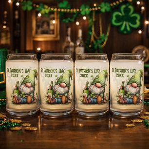 St. Patrick's Day-kabouterillustratie met klaver Blikvorm Glas