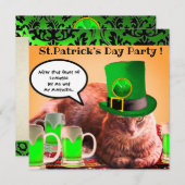 ST. PATRICK'S DAY KAT LEPRECHAUN HOED IERSE BIER KAART (Voorkant / Achterkant)