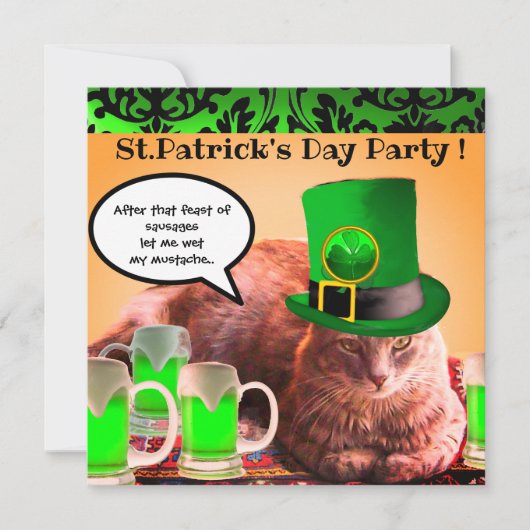ST. PATRICK'S DAY KAT LEPRECHAUN HOED IRISH BIÈR KAART (Voorkant)