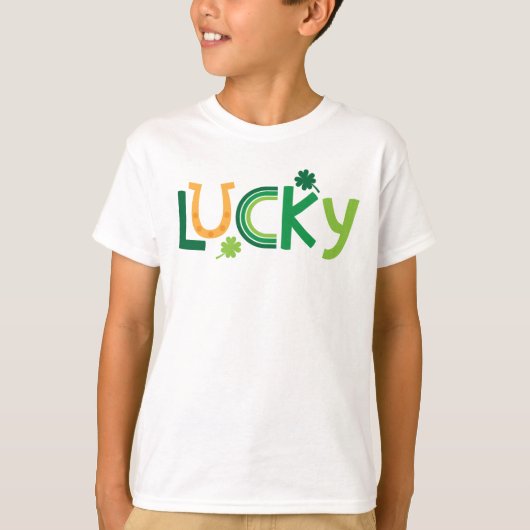 St. Patrick's Day Kids T-shirt "Lucky" Word Art (Devant)