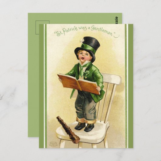  St Patrick's Day Kind Zingen Briefkaart (Voorkant / Achterkant)