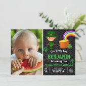 St. Patrick's Day Kinder Foto Birthday Uitnodiging (Staand voorkant)