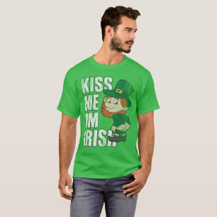 St Patrick's Day Kiss Ik ben Irish Leprechaun T-shirt
