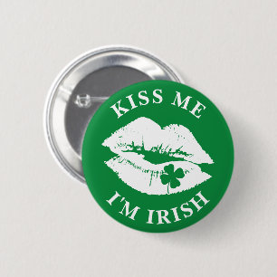 St Patricks Day Kiss Me I'm Irish Lucky Clover Ronde Button 5,7 Cm