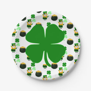 St. Patrick's Day Klassiek Patroon Feest Papieren Bordje