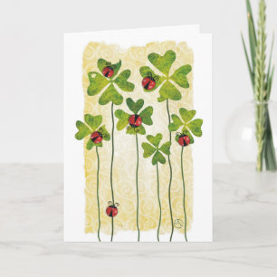 St. Patrick's Day klaver & lieveheersbeestjes Kaart