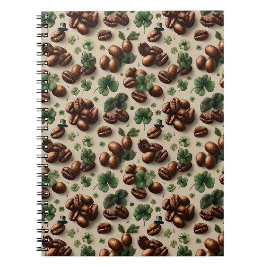 St. Patrick's Day-koffie & Shamrock-patroon Notitieboek (Voorkant)