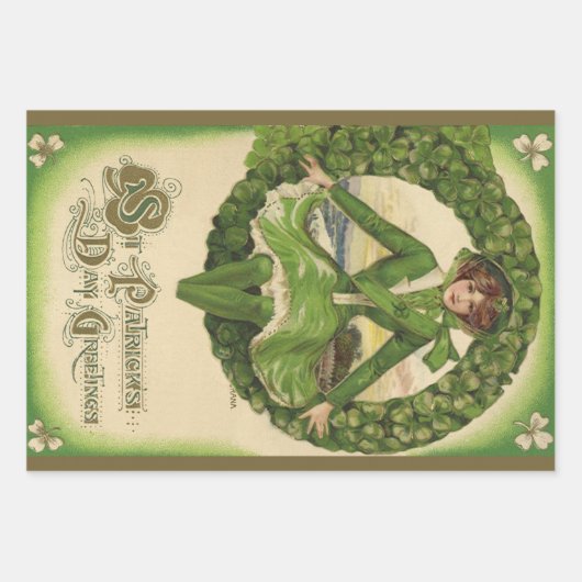 St. Patrick's Day, Krans met Irish Lass Inpakpapier Vel (Voorkant)