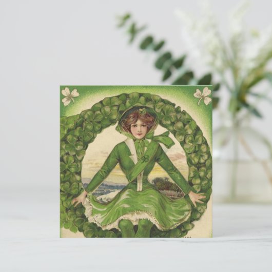 St. Patrick's Day, Krans met Irish Lass Kaart (Staand voorkant)