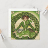 St. Patrick's Day, Krans met Irish Lass Kaart (Voorkant / Achterkant in situ)