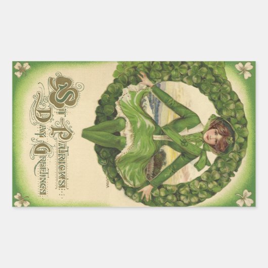 St. Patrick's Day, Krans met Irish Lass Rechthoekige Sticker (Voorkant)