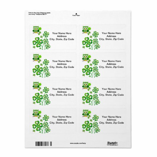 St. Patrick's Day Labels Owl (Full Sheet)